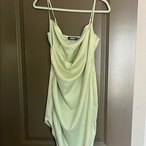 Missguided+ Green Asymmetrical Wrap Slip Dress
